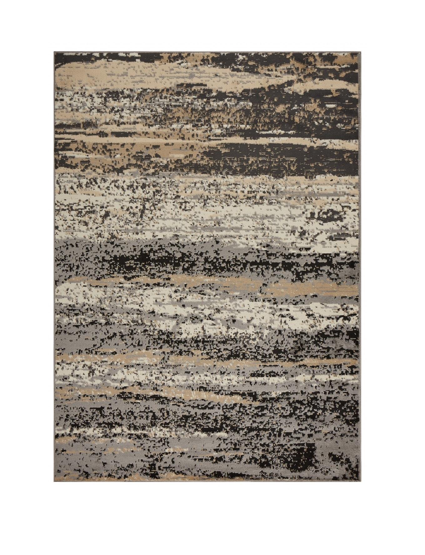 8’ x 10’ Beige and Black Abstract Desert Area Rug
