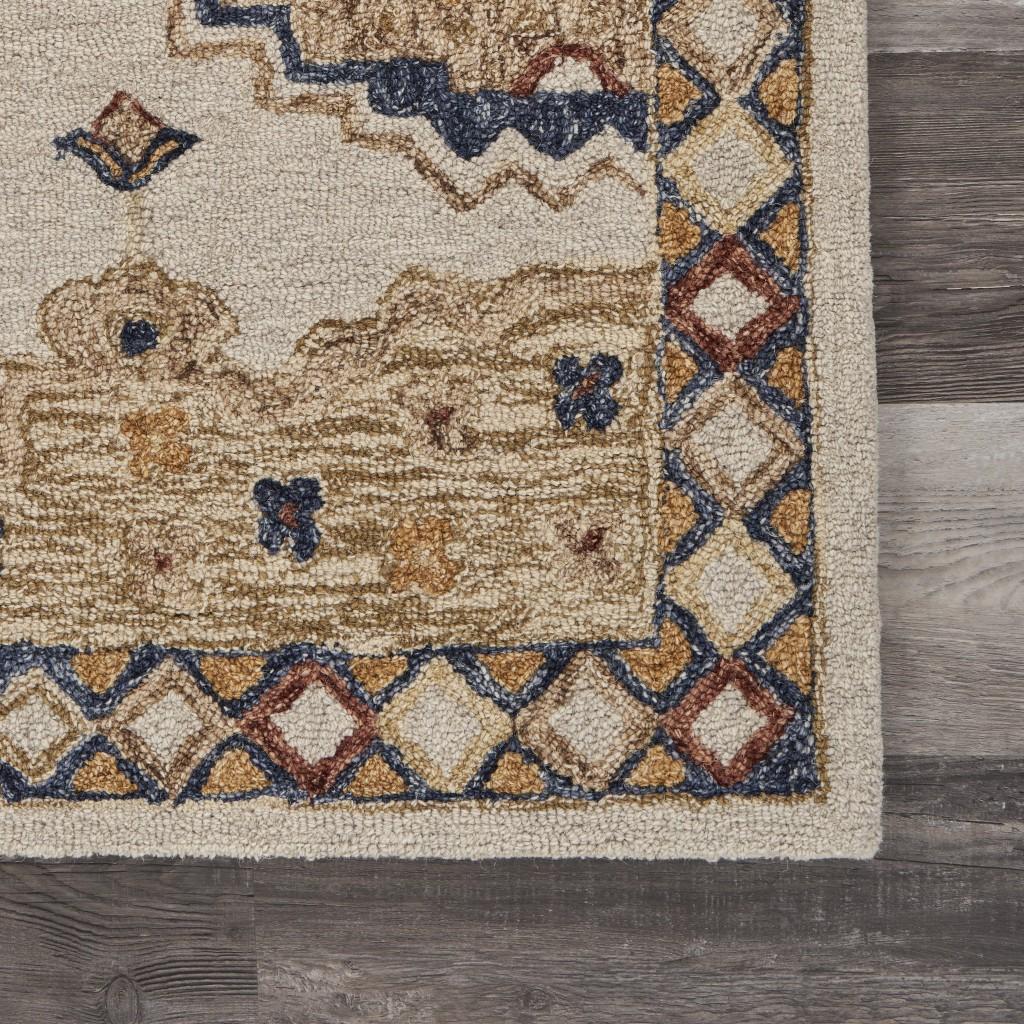 3’ x 5’ Gold and Blue Boho Chic Area Rug