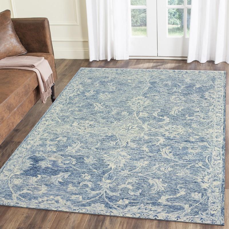 8’ x 10’ Blue and Ivory Interlacing Vines Area Rug