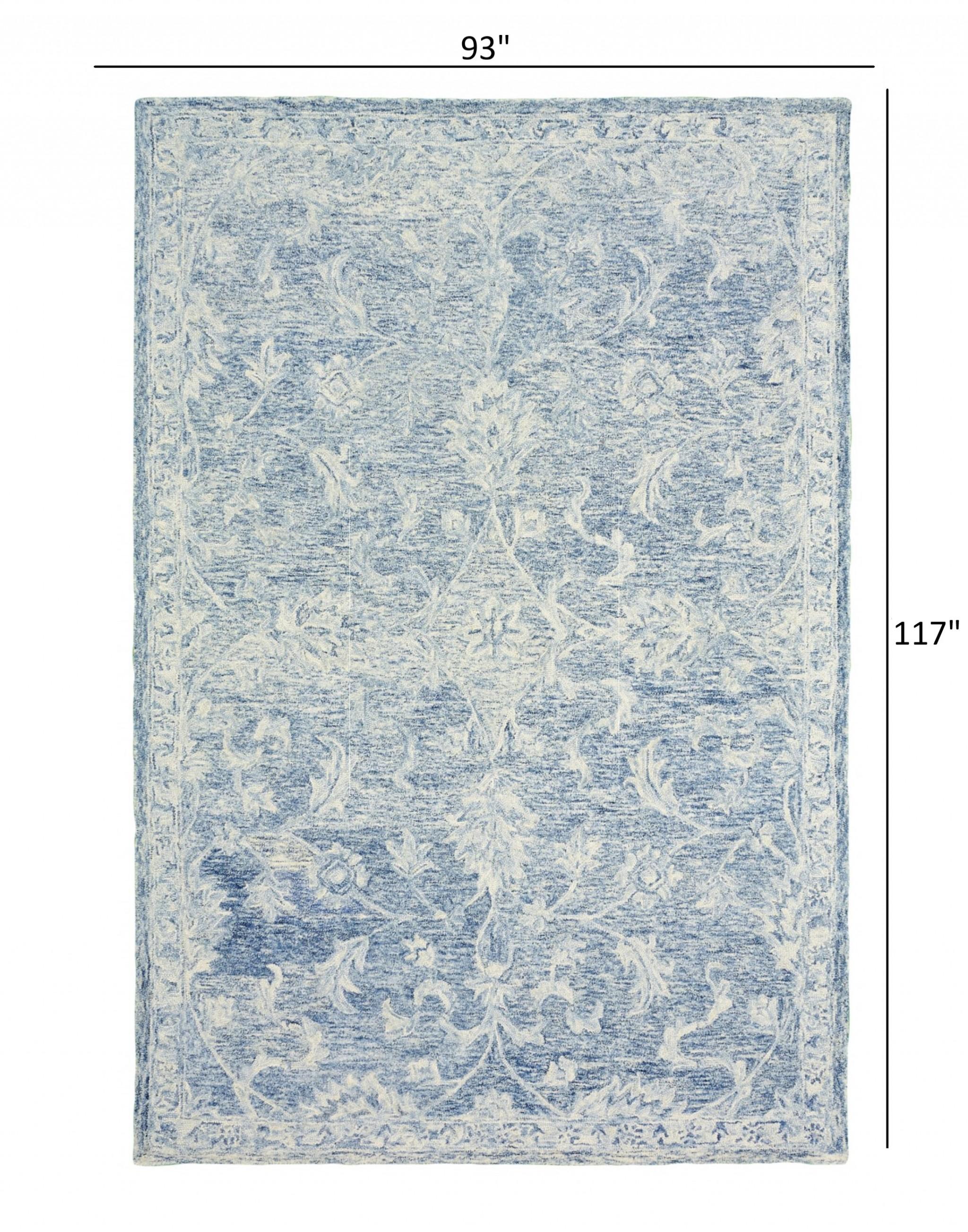 8’ x 10’ Blue and Ivory Interlacing Vines Area Rug