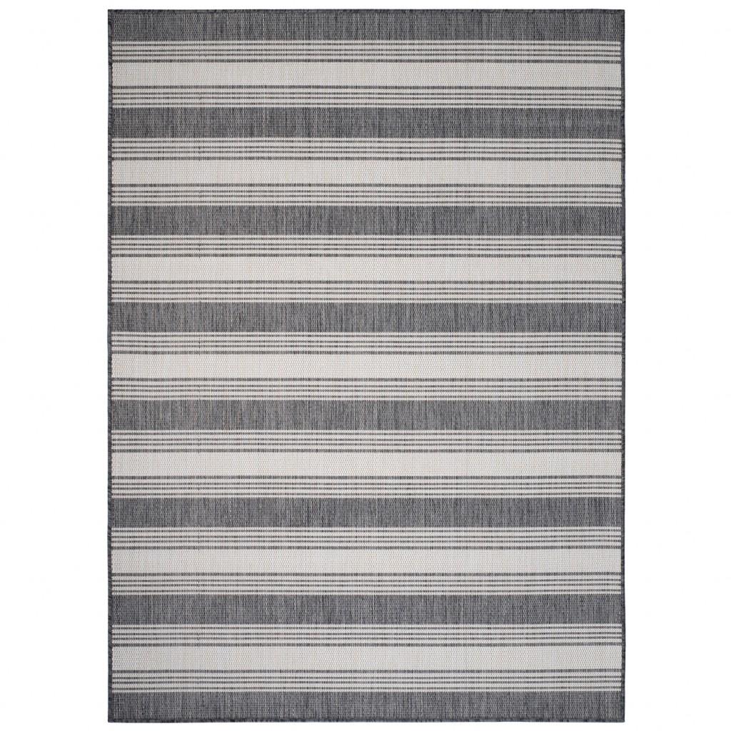 3’ x 5’ Gray Striped Indoor Outdoor Area Rug