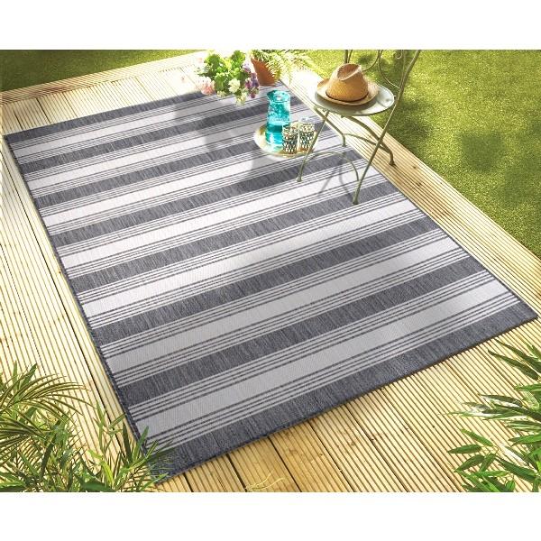 5’ x 7’ Gray Striped Indoor Outdoor Area Rug