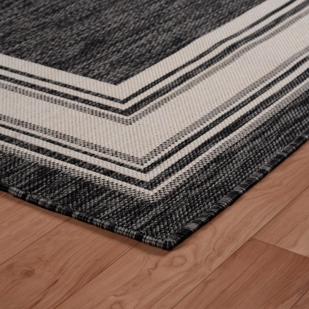 8’ x 10’ Gray Framed Indoor Outdoor Area Rug