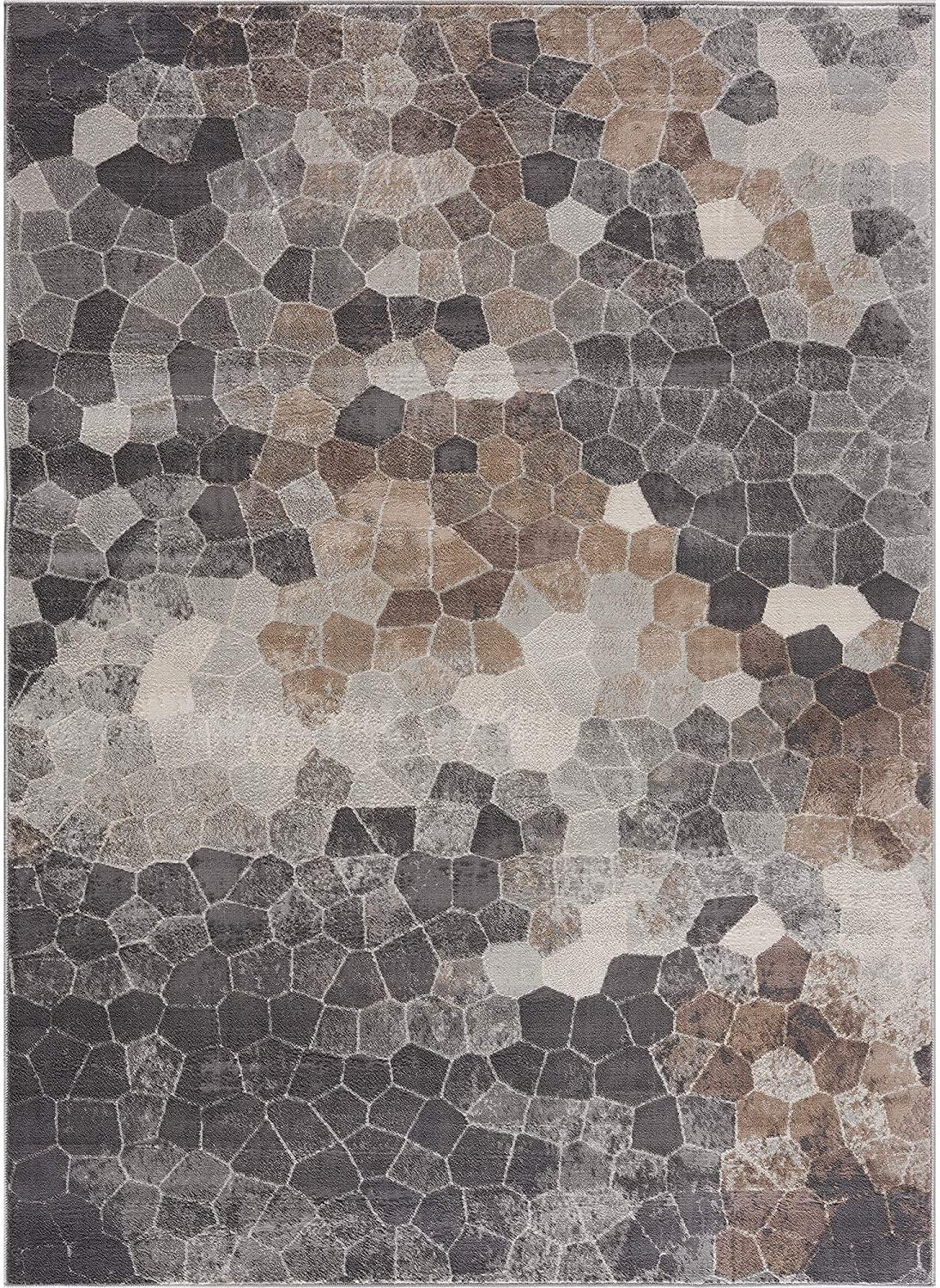 2’ x 10’ Beige Cobblestone Pattern Runner Rug