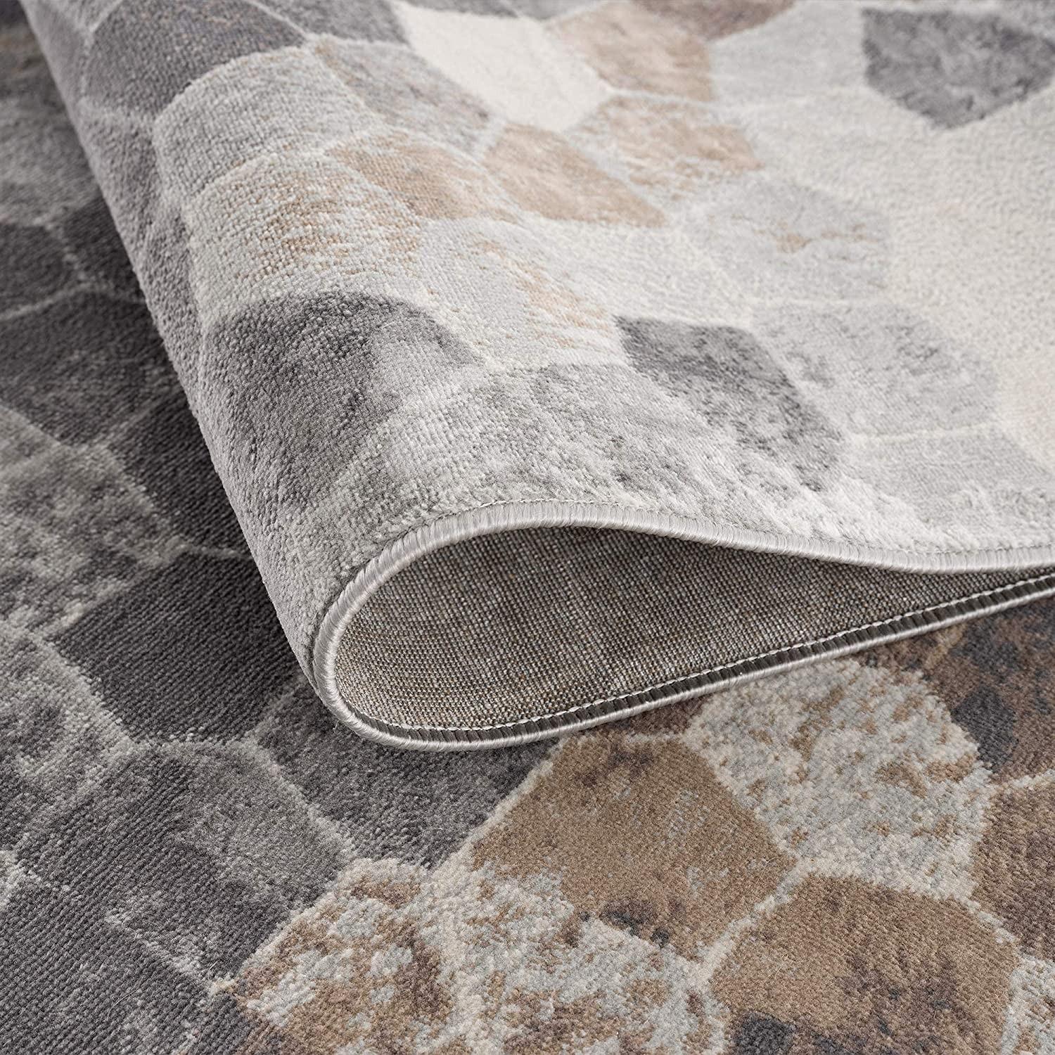 2’ x 20’ Beige Cobblestone Pattern Runner Rug