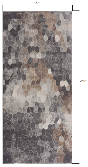 2’ x 20’ Beige Cobblestone Pattern Runner Rug