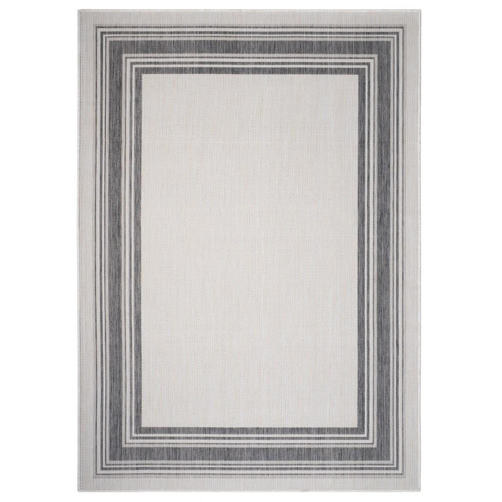 8’ x 10’ Light Gray Framed Indoor Outdoor Area Rug