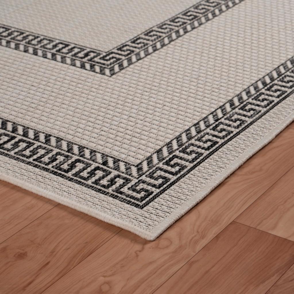 5’ x 7’ Gray Double Border Indoor Outdoor Area Rug