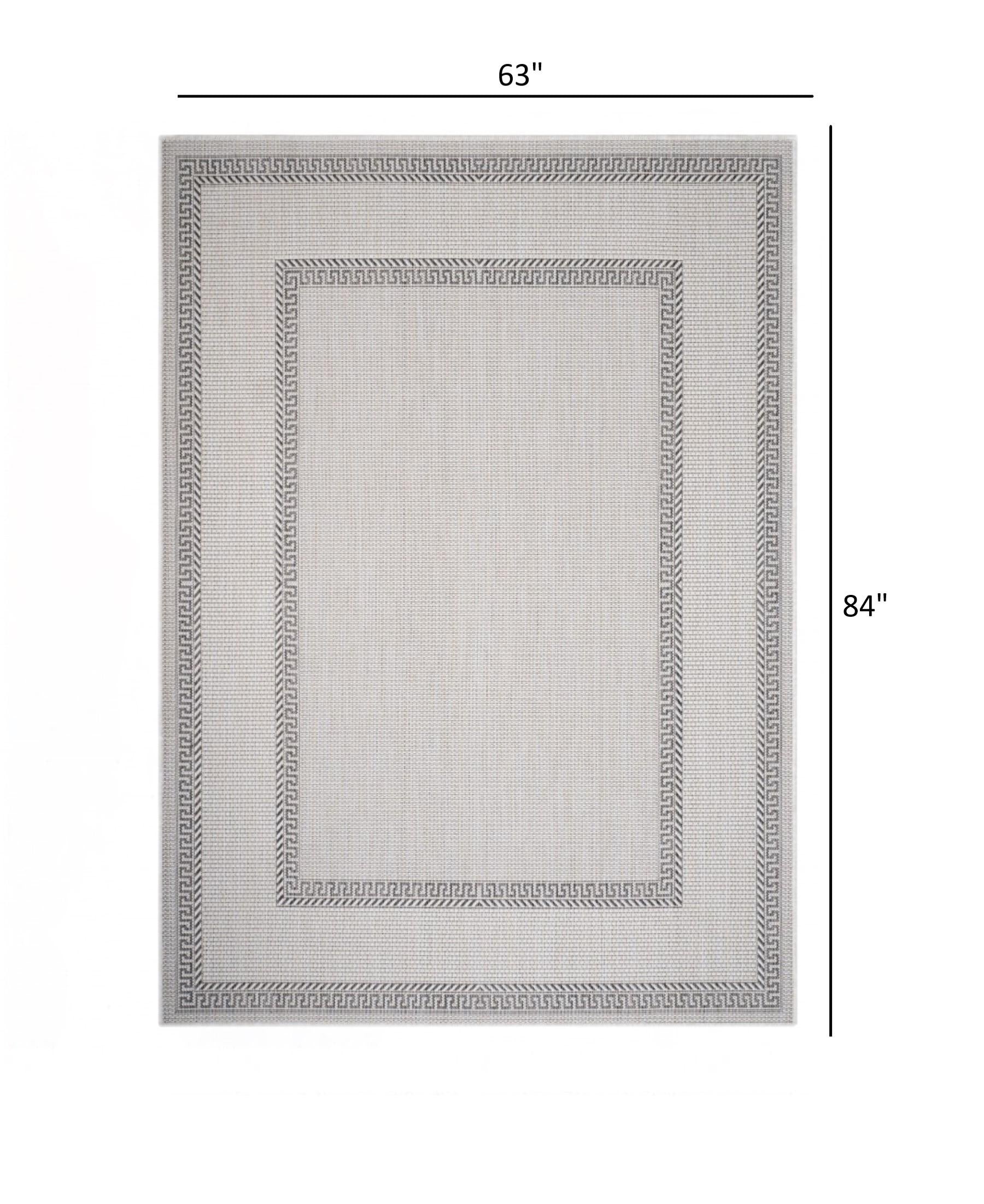 5’ x 7’ Gray Double Border Indoor Outdoor Area Rug