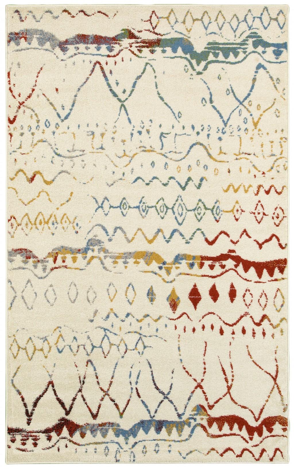 5’ x 7’ Cream Abstract Berber Pattern Area Rug Default Title