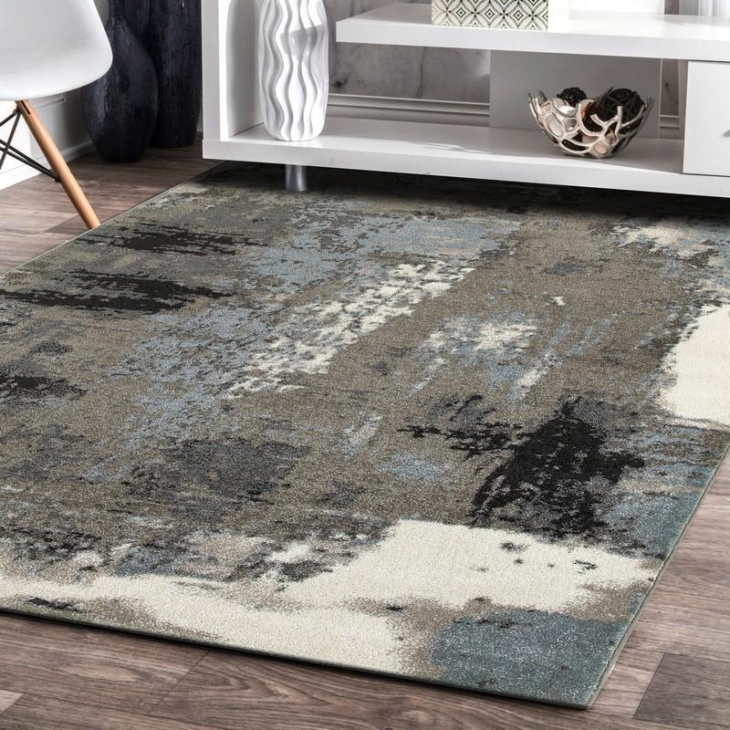 5’ x 7’ Gray Abstract Smudge Area Rug