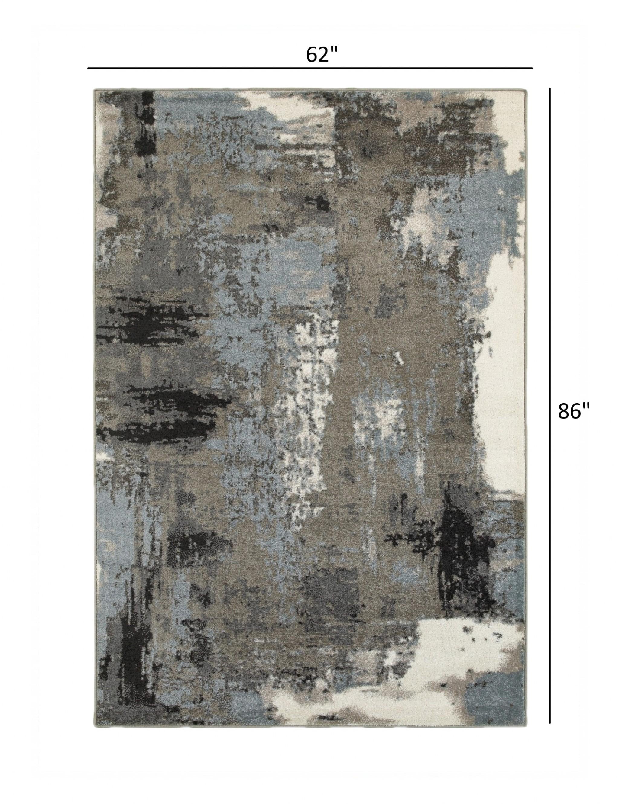 5’ x 7’ Gray Abstract Smudge Area Rug