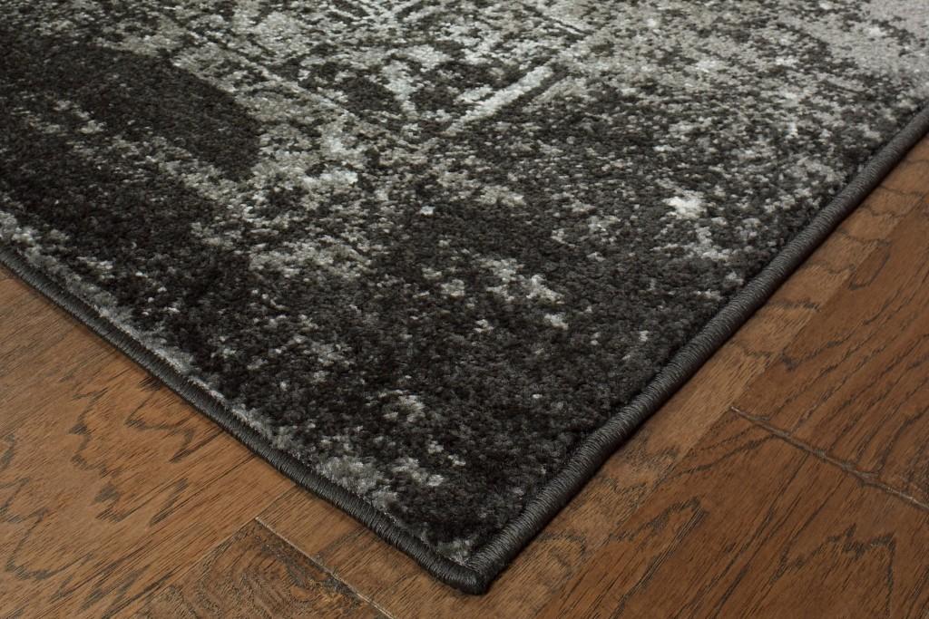 5’ x 7’ Black Distressed Abstract Area Rug