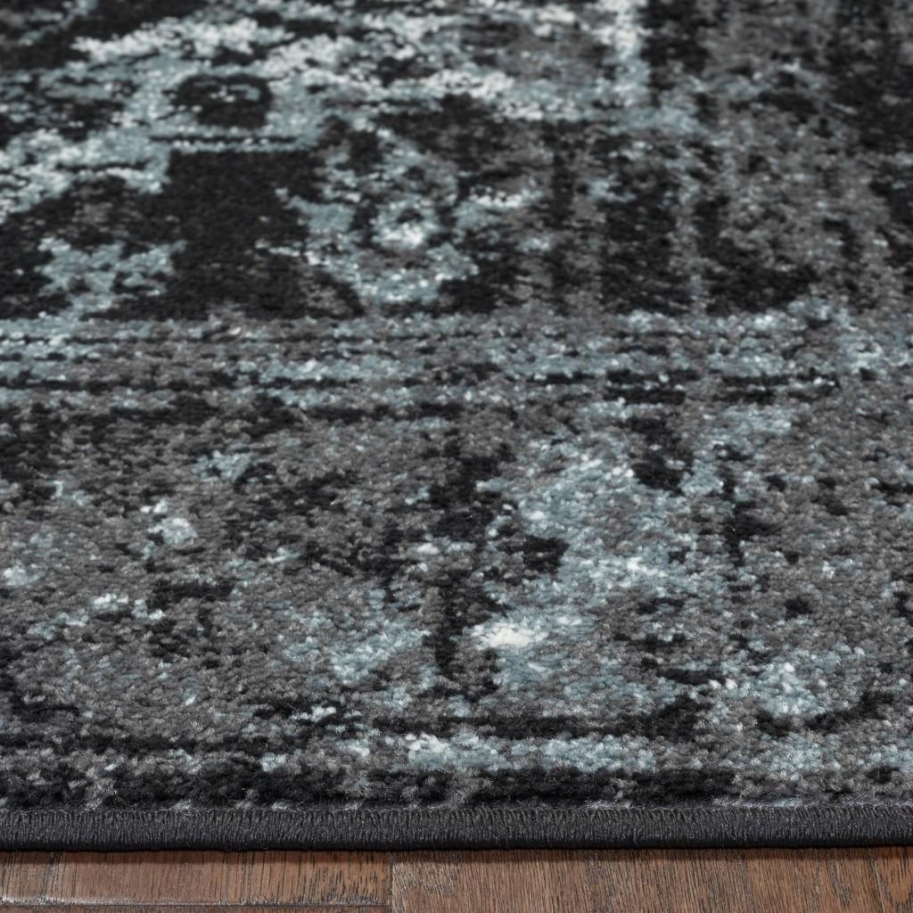 5’ x 7’ Black Distressed Abstract Area Rug