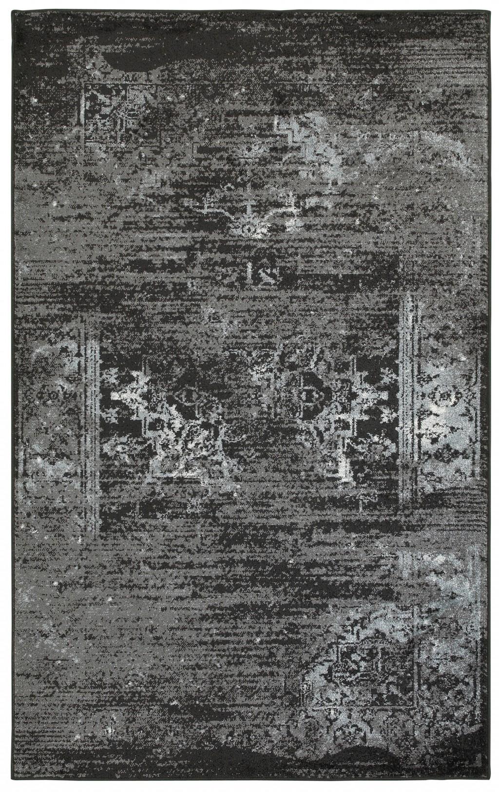 8’ x 10’ Black and Gray Distressed Area Rug Default Title