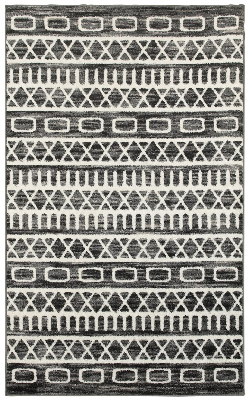 5’ x 7’ Black and White Geometric Area Rug Default Title
