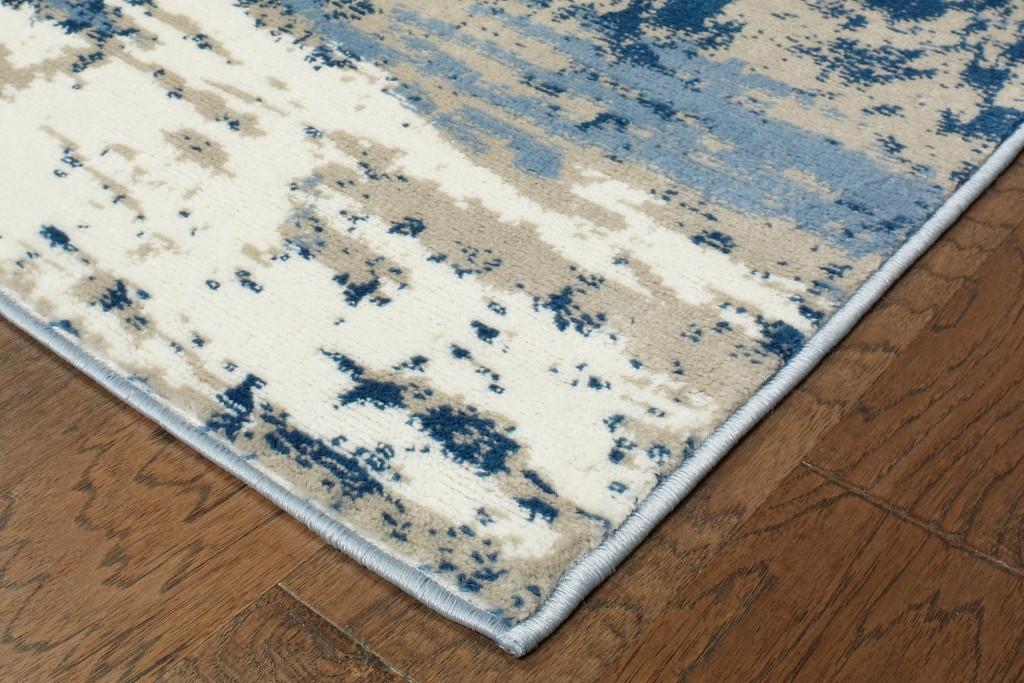 5’ x 7’ Beige and Blue Scenic Area Rug