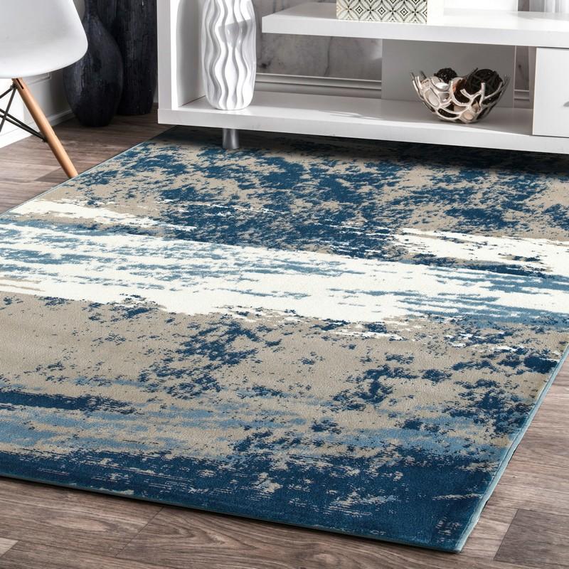 5’ x 7’ Beige and Blue Scenic Area Rug