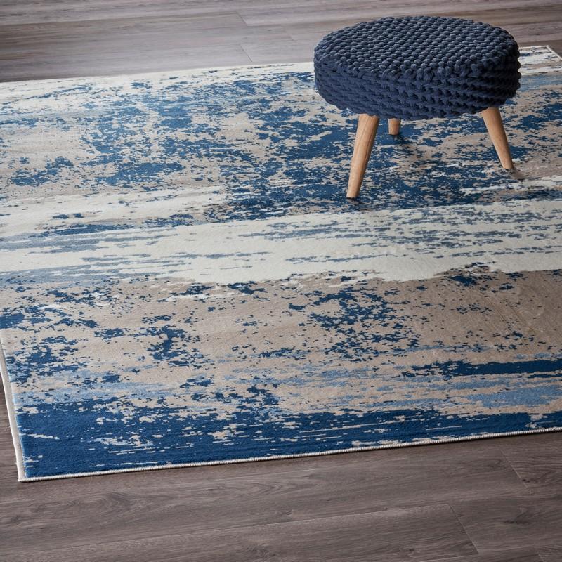 5’ x 7’ Beige and Blue Scenic Area Rug