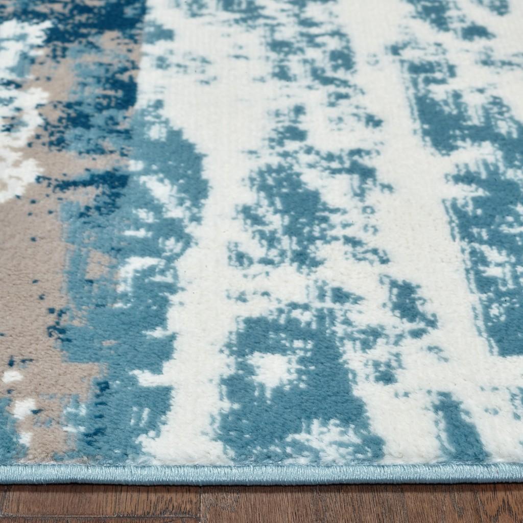 8’ x 10’ Beige and Blue Scenic Area Rug