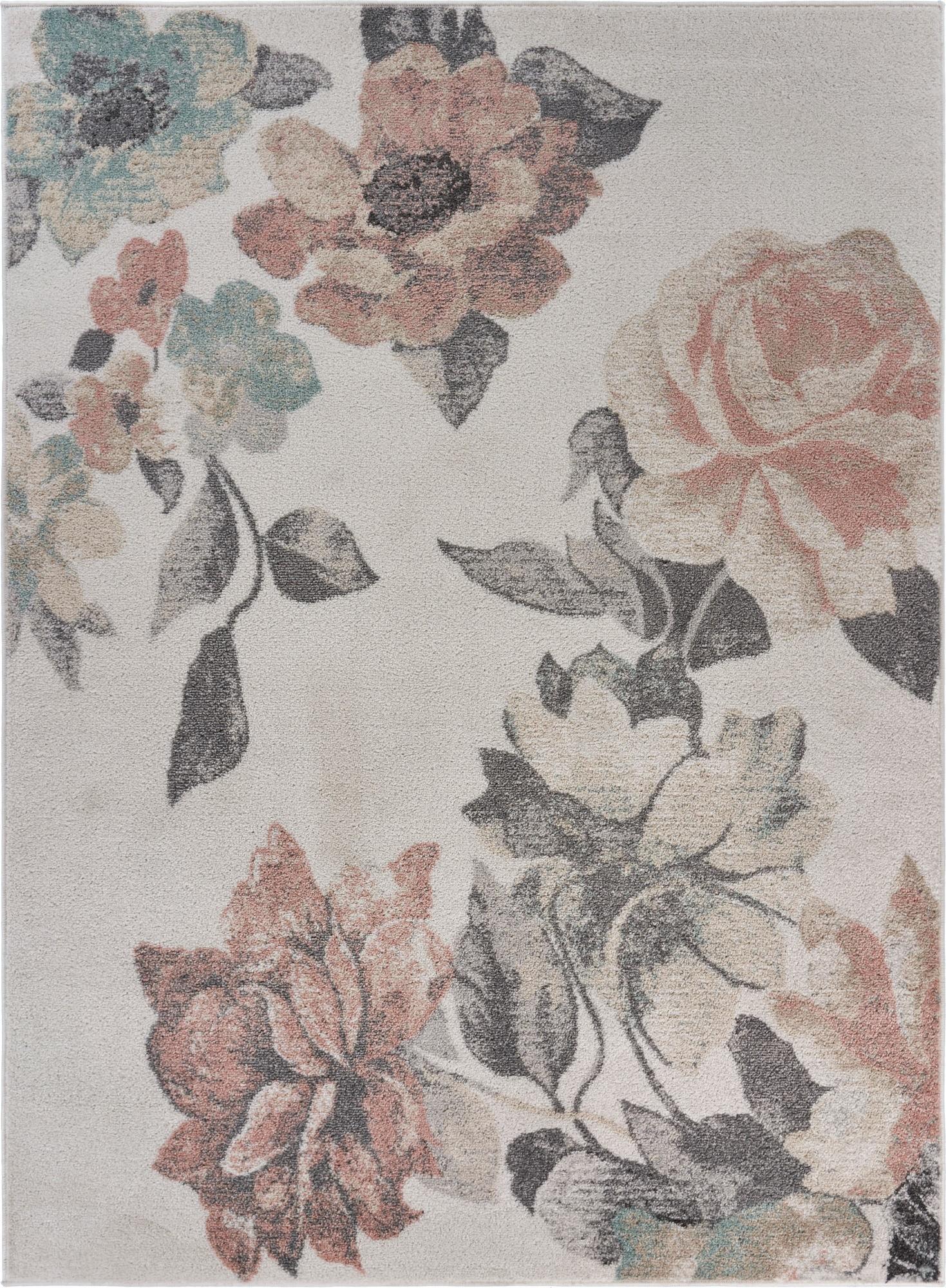 5’ x 7’ Ivory Blooming Rose Area Rug Default Title