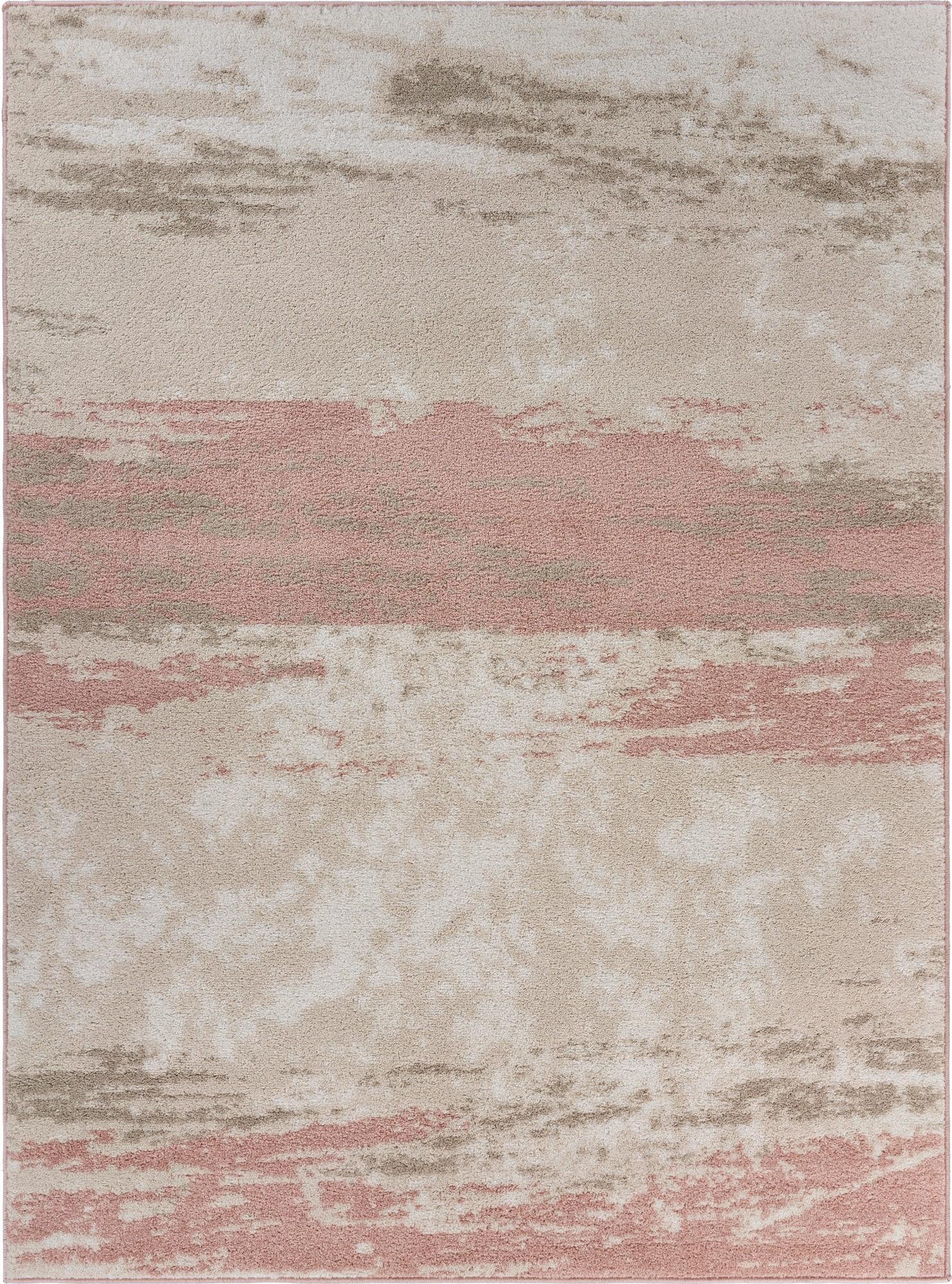 5’ x 7’ Blush and Beige Abstract Strokes Area Rug Default Title