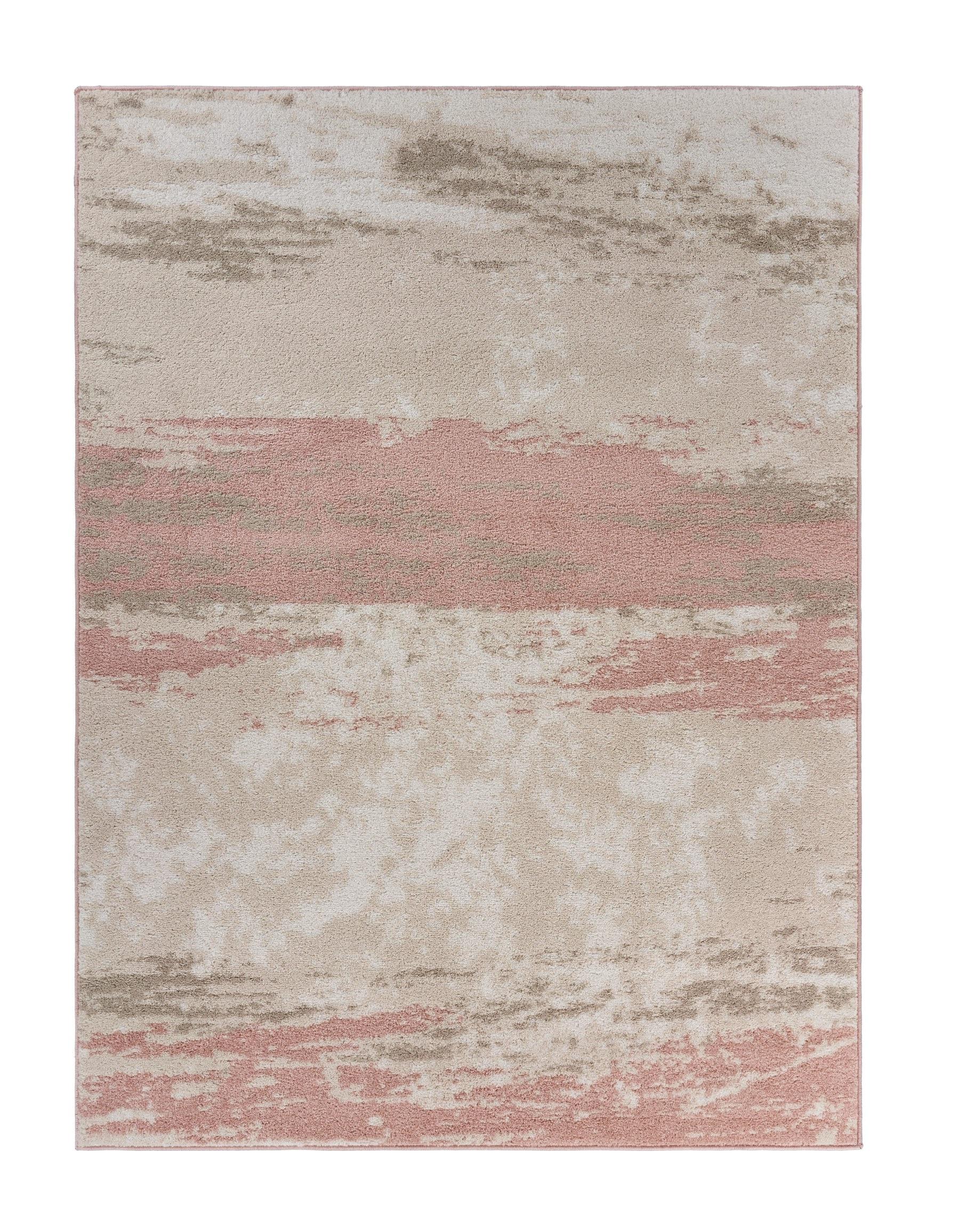 8’ x 10’ Blush and Beige Abstract Strokes Area Rug
