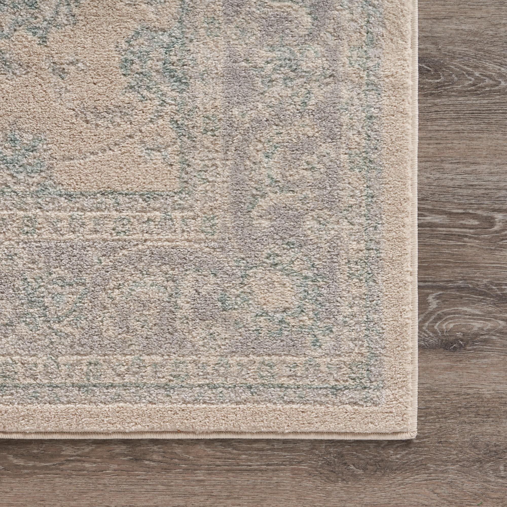 5’ x 7’ Blue and Beige Ornate Bordered Area Rug