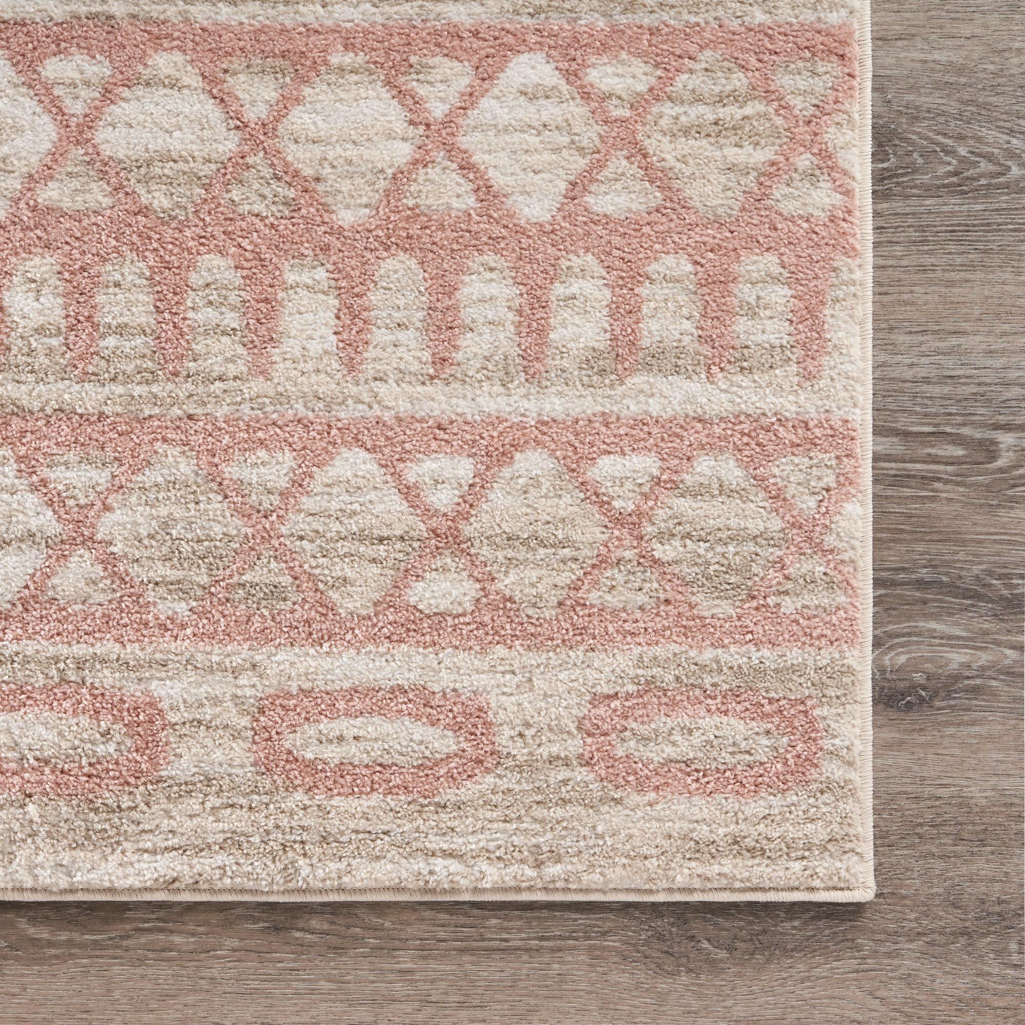 5’ x 7’ Blush and Beige Geometric Striped Area Rug