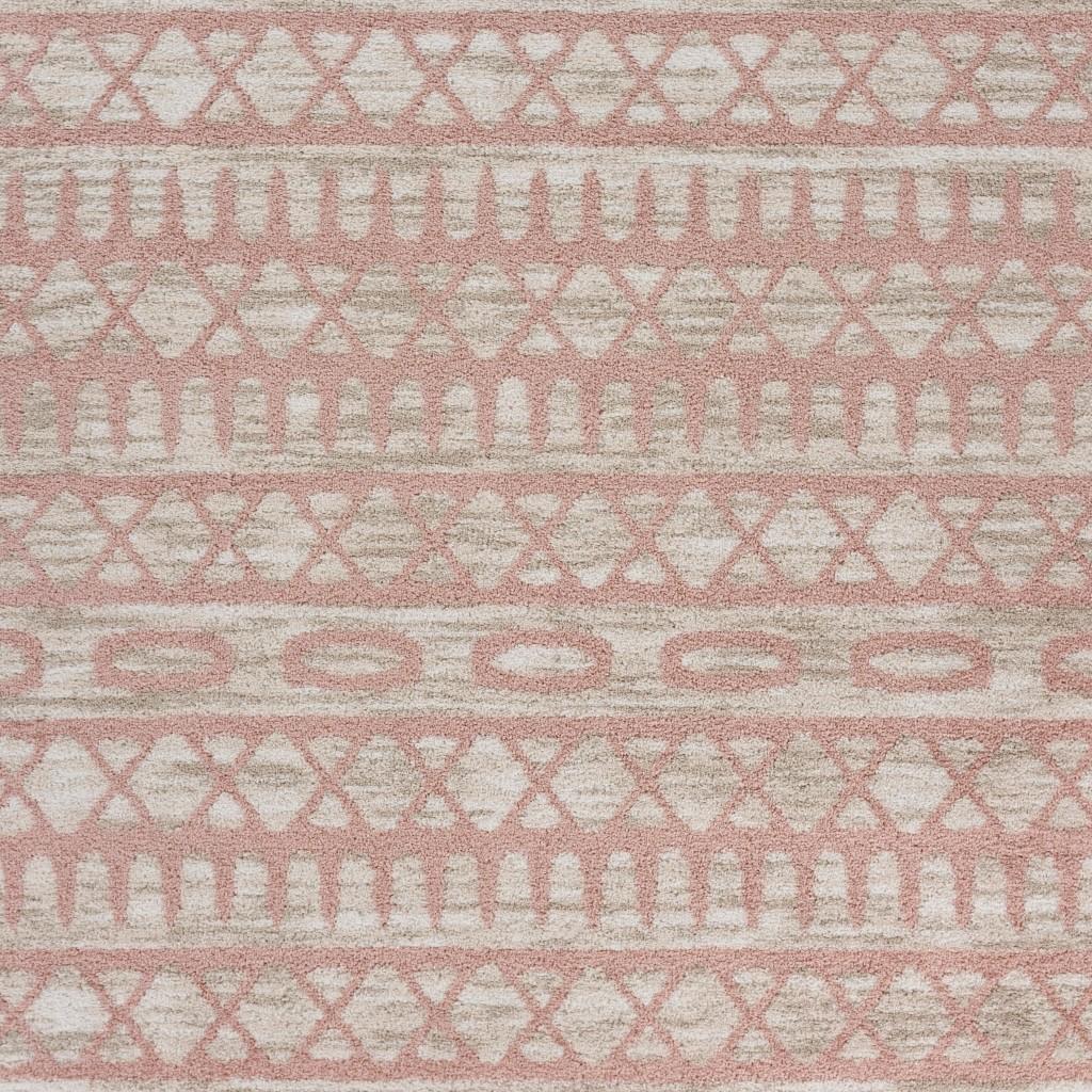 8’ x 9’ Blush and Beige Geometric Striped Area Rug