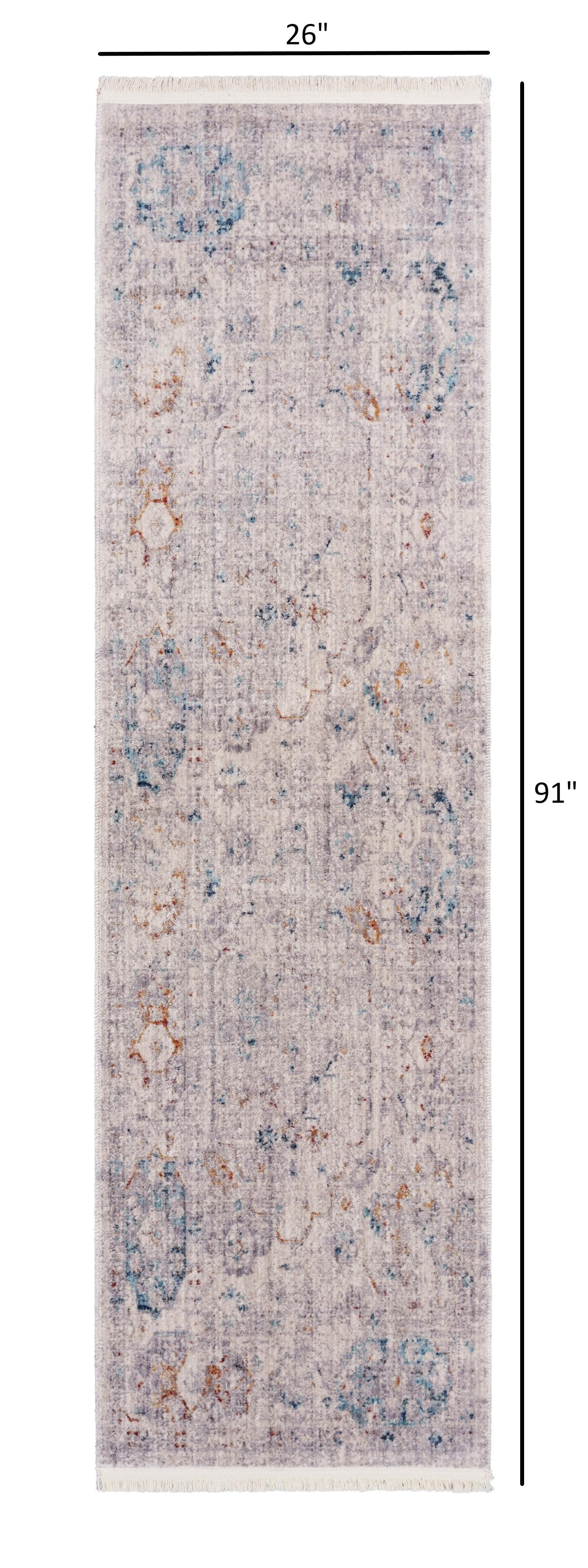 2’ x 8’ Gray Distressed Decorative Runner Rug