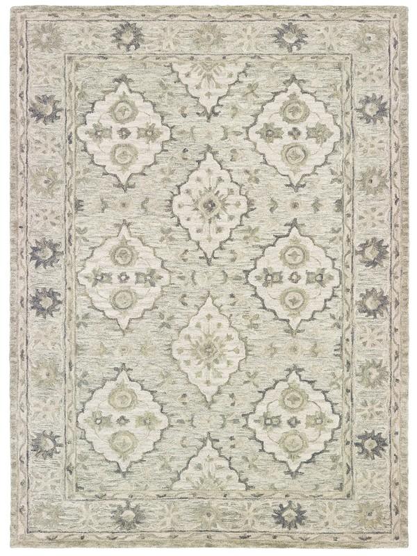 5’ x 8’ Pale Green and Cream Decorative Area Rug Default Title