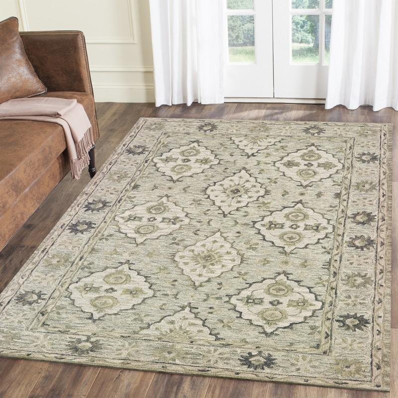 8’ x 10’ Pale Green and Cream Decorative Area Rug