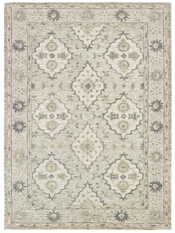 9’ x 12’ Pale Green and Cream Decorative Area Rug