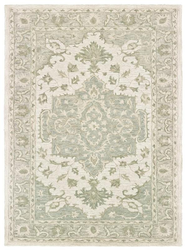 8’ x 10’ Green and Cream Medallion Area Rug Default Title