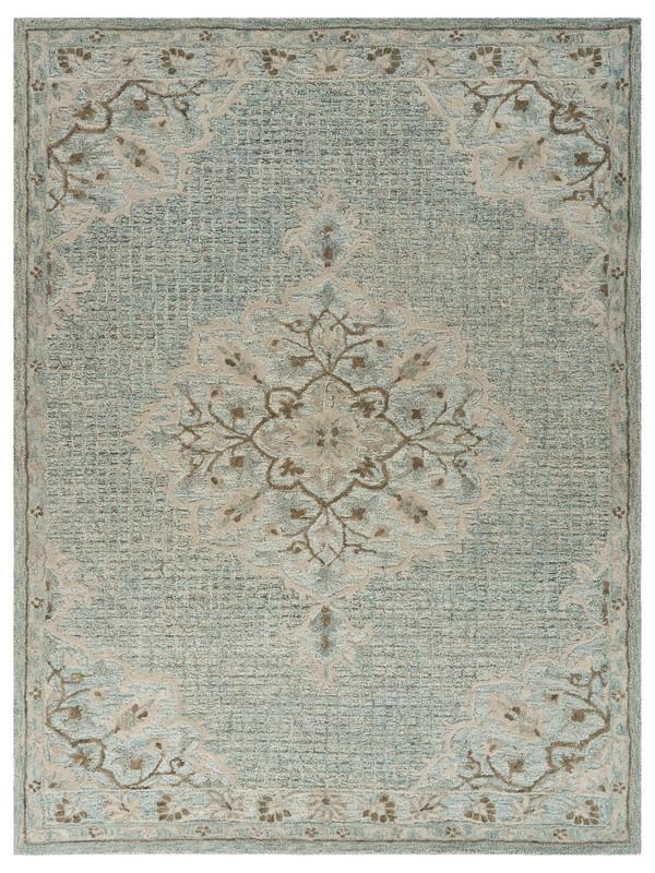 5’ x 8’ Blue and Beige Flor Medallion Area Rug Default Title