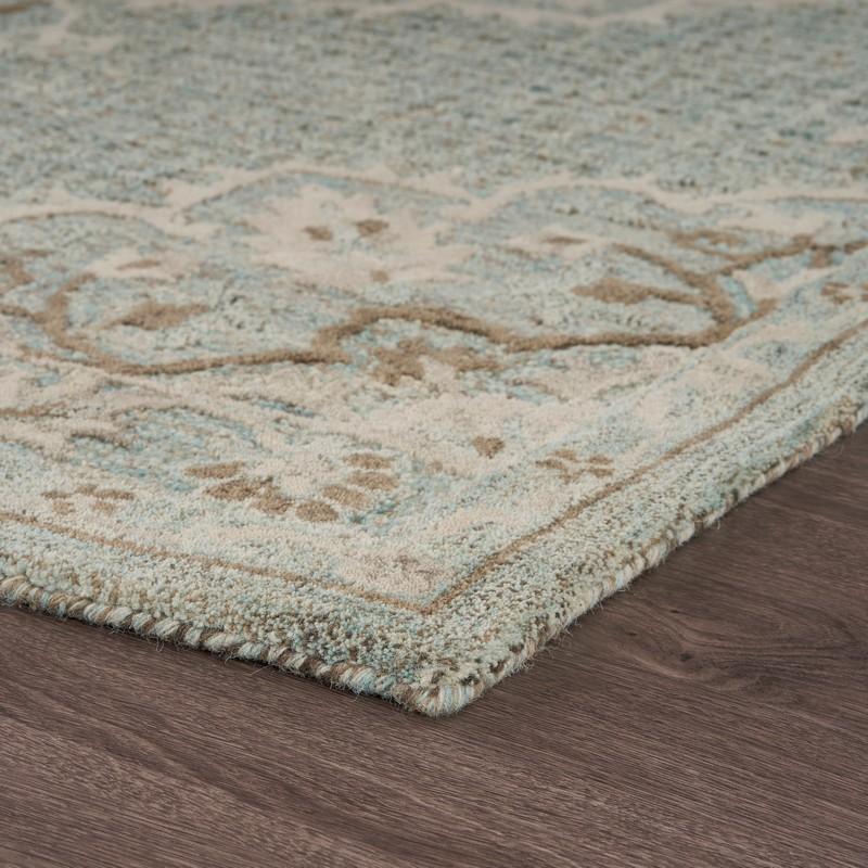 5’ x 8’ Blue and Beige Flor Medallion Area Rug