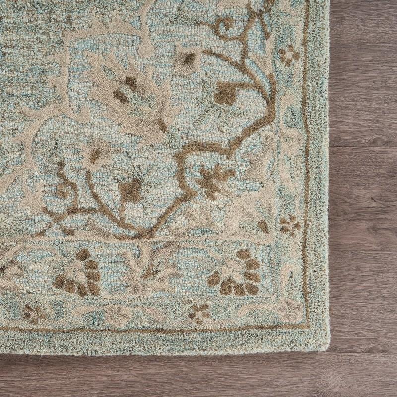 5’ x 8’ Blue and Beige Flor Medallion Area Rug