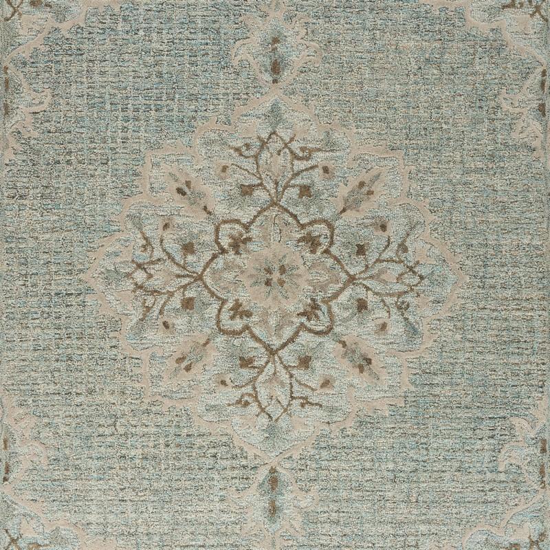 9’ x 12’ Blue and Beige Flor Medallion Area Rug