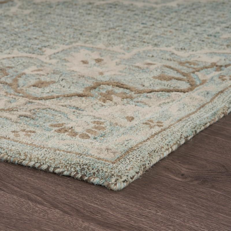 9’ x 12’ Blue and Beige Flor Medallion Area Rug