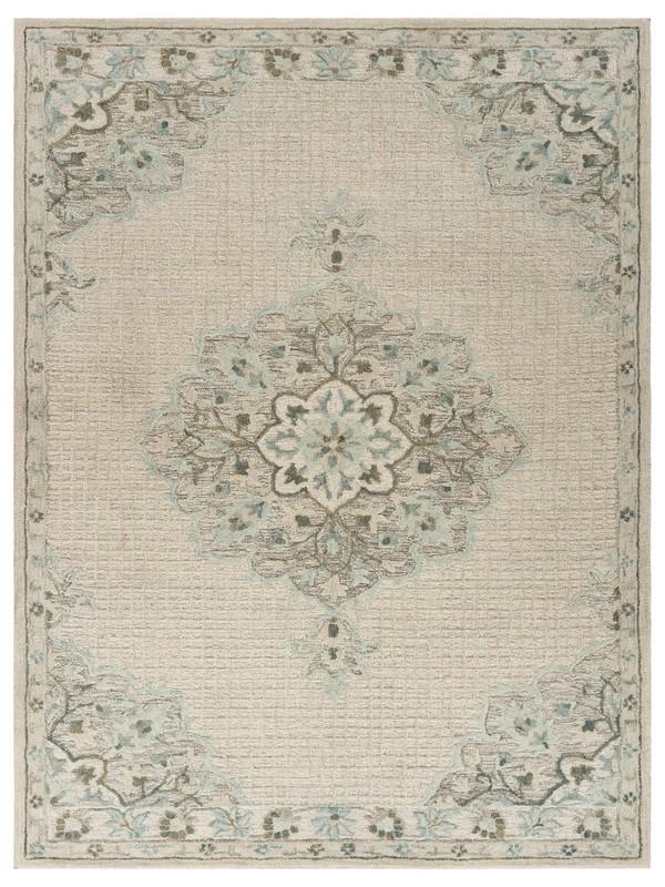 9’ x 12’ Ivory Distressed Floral Area Rug