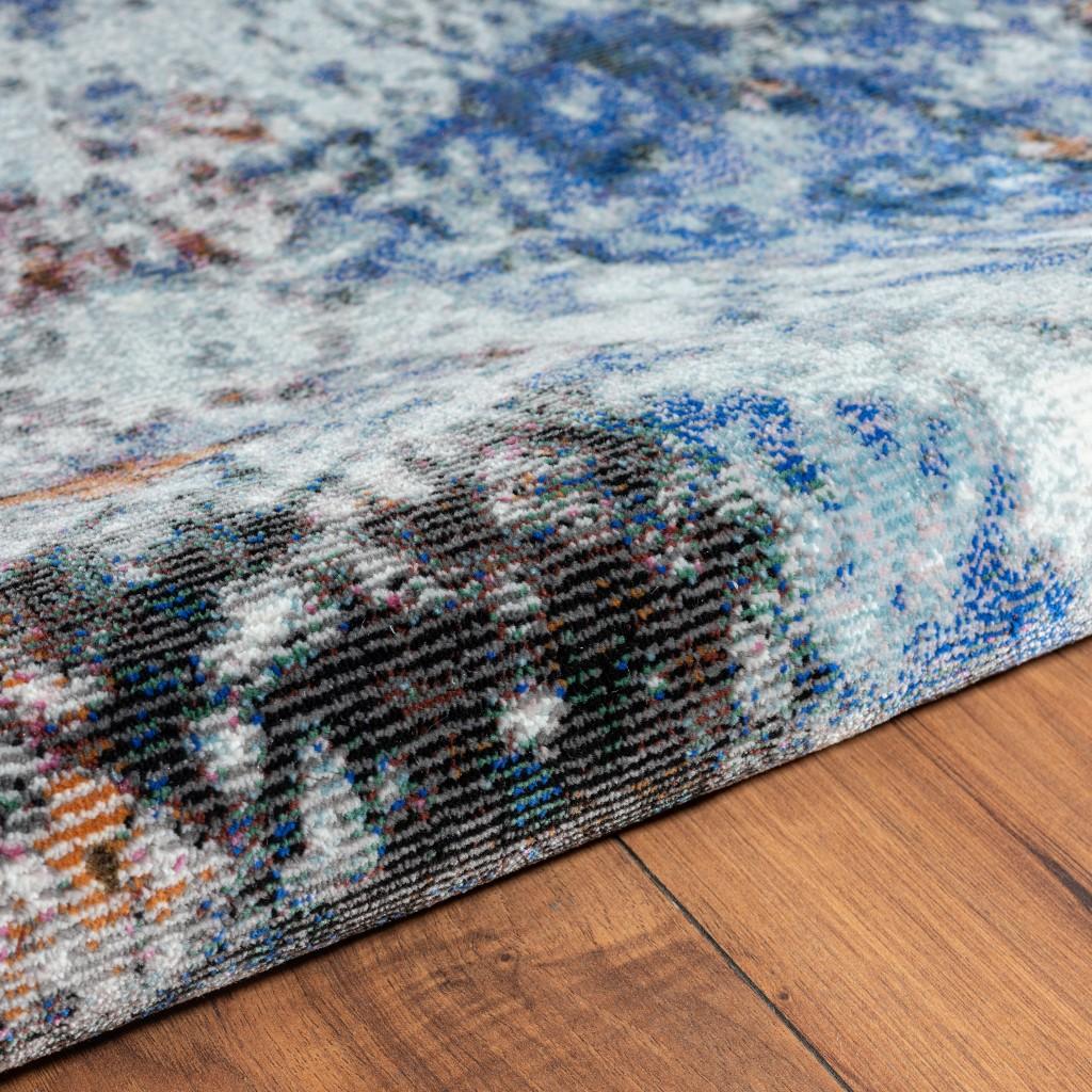 5’ x 8’ Blue and White Abstract Ocean Area Rug Default Title
