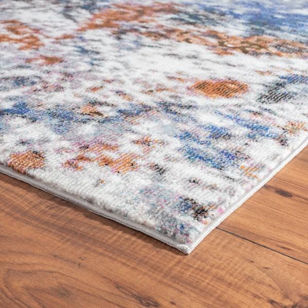 8’ x 10’ Blue and White Abstract Ocean Area Rug