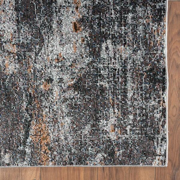 8’ x 10’ Gray And Orange Storm Area Rug
