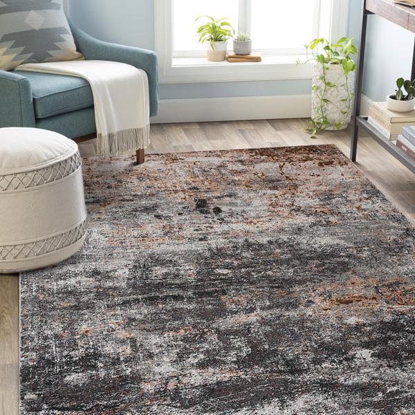 8’ x 10’ Gray And Orange Storm Area Rug