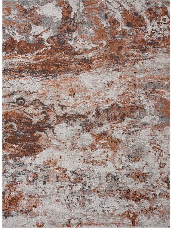 5’ x 8’ Brown and White Abstract Earth Area Rug Default Title