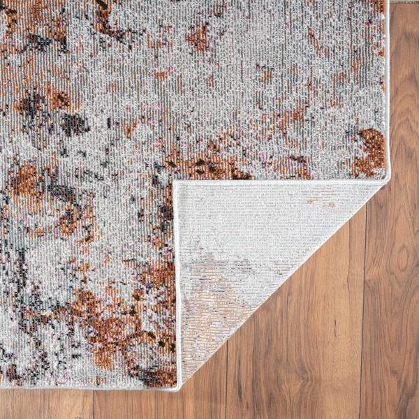 8’ x 10’ Brown and White Abstract Earth Area Rug