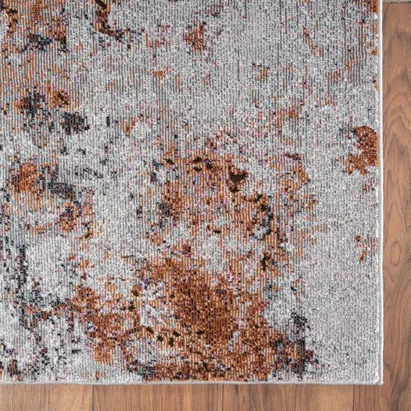 8’ x 10’ Brown and White Abstract Earth Area Rug Default Title