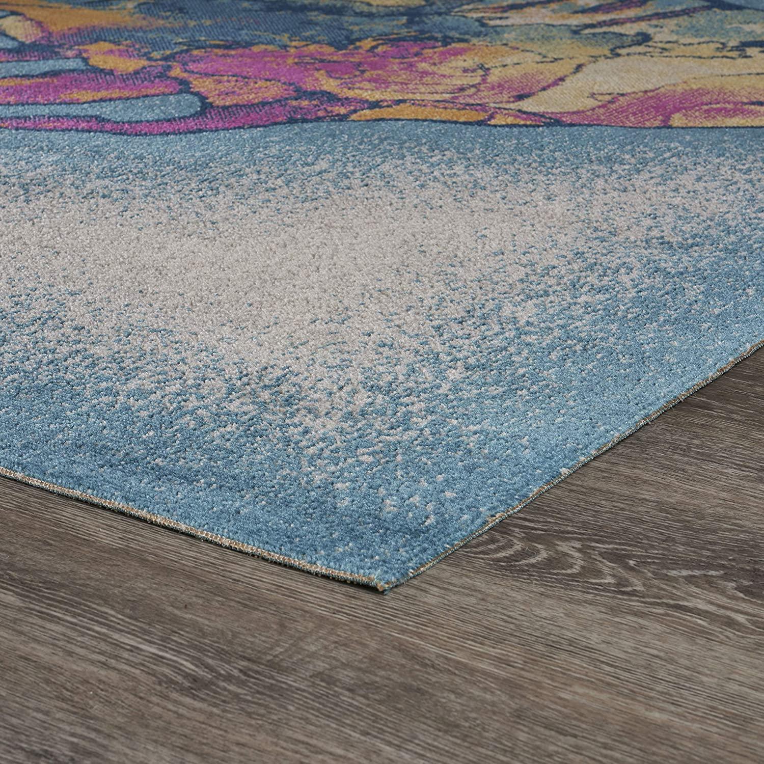 5’ x 8’ Blue Coral Fish Indoor Outdoor Scatter Rug