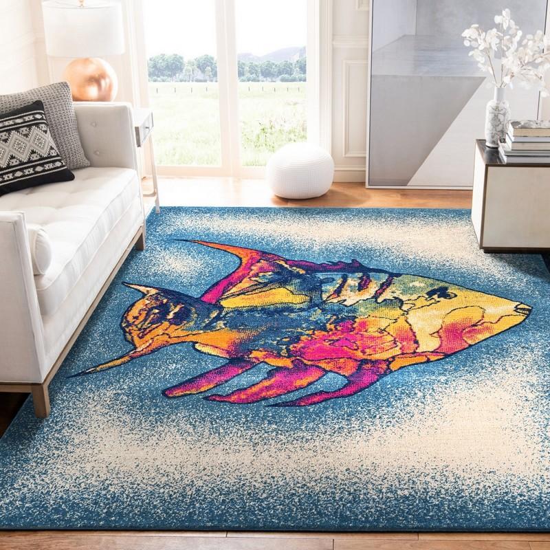 8’ x 10’ Blue Coral Fish Indoor Outdoor Area Rug